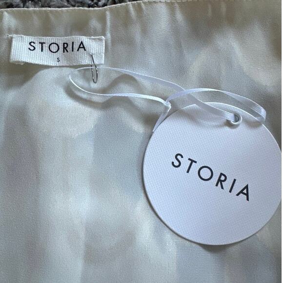 NWT Storia Gals Night Out Skyline Metallic Gold Silver Silk Mini Dress Small - Picture 8 of 8